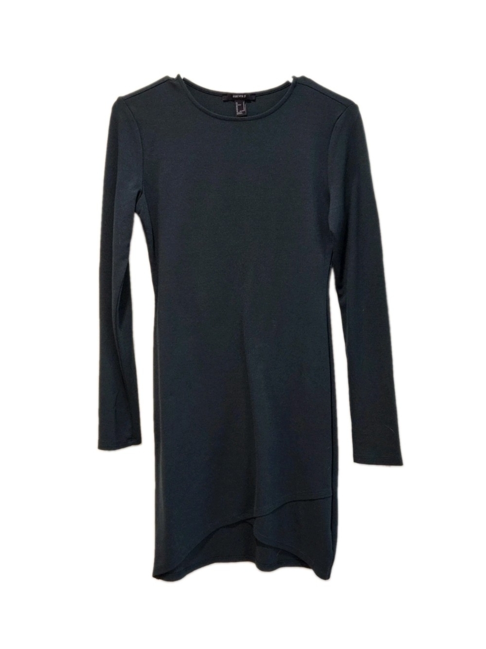 Forever 21 Hunter Green Long Sleeve Asymmetric Mini Dress Size M 2000s